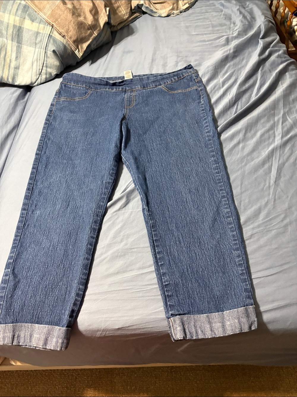 Avon Dark Blue Cropped Women’s Jeans elastic waist and stretch jeans XL 14/16 - Picture 5 of 5